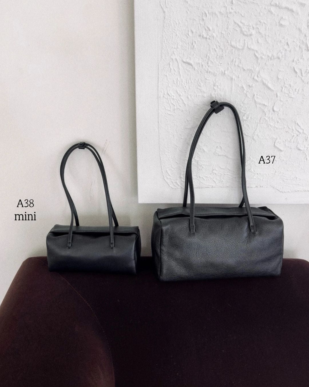 A38 | Mini Brick Shoulder Bag 迷你真皮磁吸方形單肩袋 | 荔枝紋牛皮 | 羊皮 | 韓國 Bucks and Leather