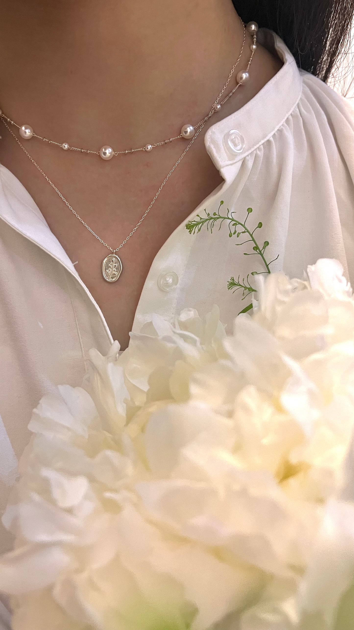 N39丨Pearl and Star Necklace丨925 Silver