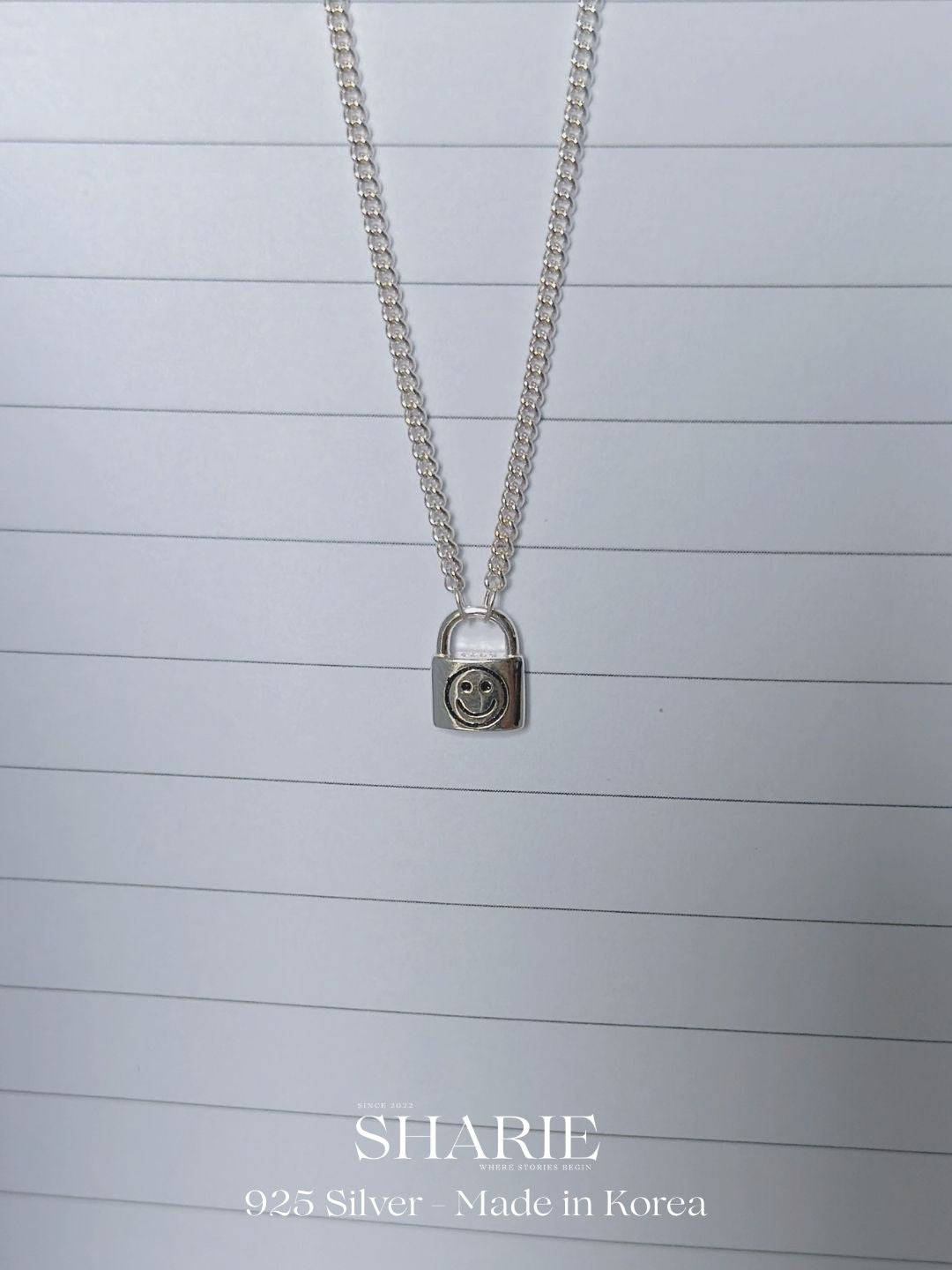 #706 | Smiley Lock Necklace | 925 Silver