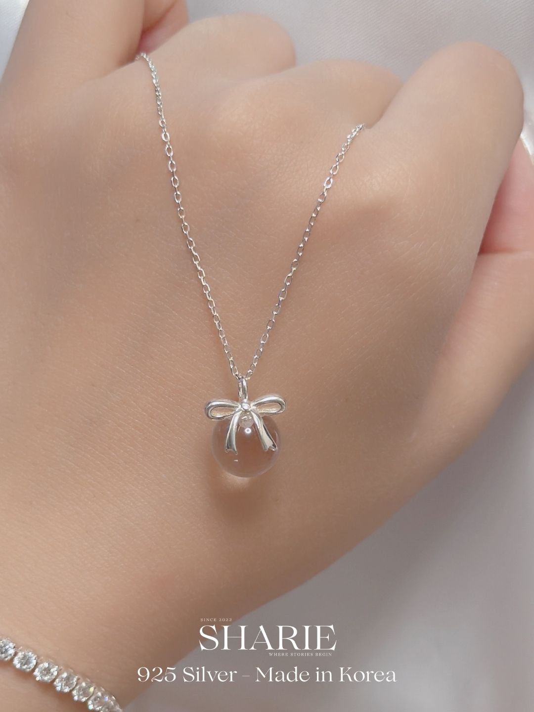 #479 | Ribbon Glass Ball Necklace | 925 Silver
