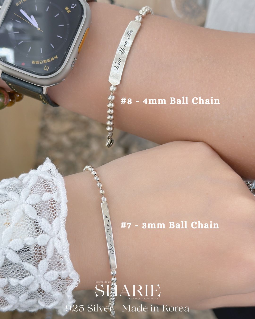 #777 | The Continuum Bracelet with Ball Chain | Couple Bracelet with Engraving Service | 925 Silver