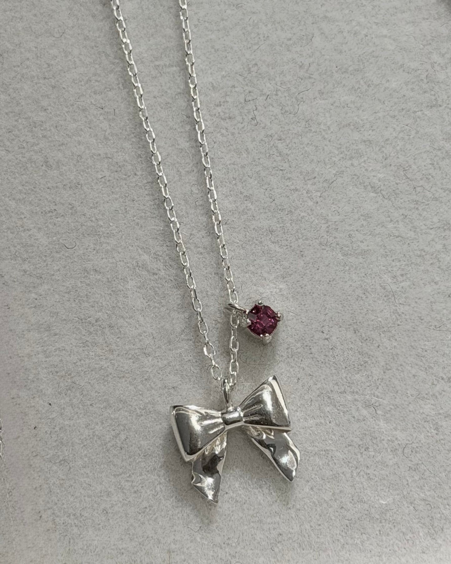 #376 | Ribbon and Pink Star Necklace丨925 Silver
