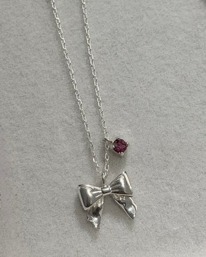 #376 | Ribbon and Pink Star Necklace丨925 Silver