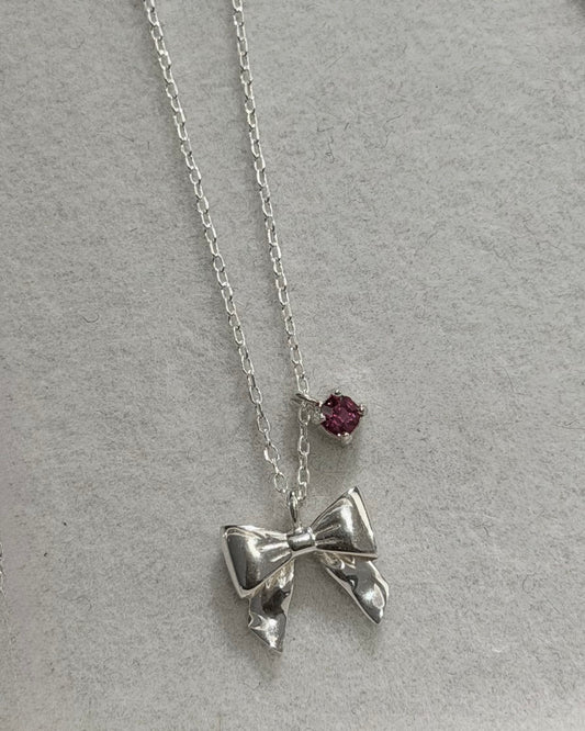 #376 | Ribbon and Pink Star Necklace丨925 Silver