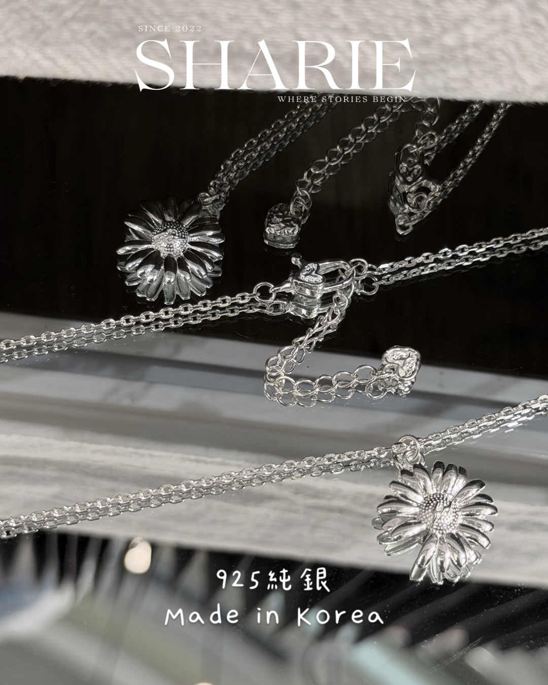 #629 | Daisy and Heart Necklace丨925 Silver