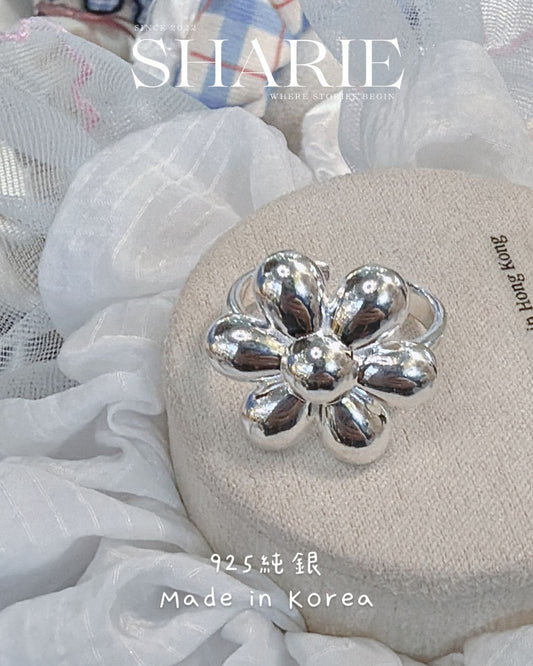 #636丨Solid Big Flower Ring丨925 Silver