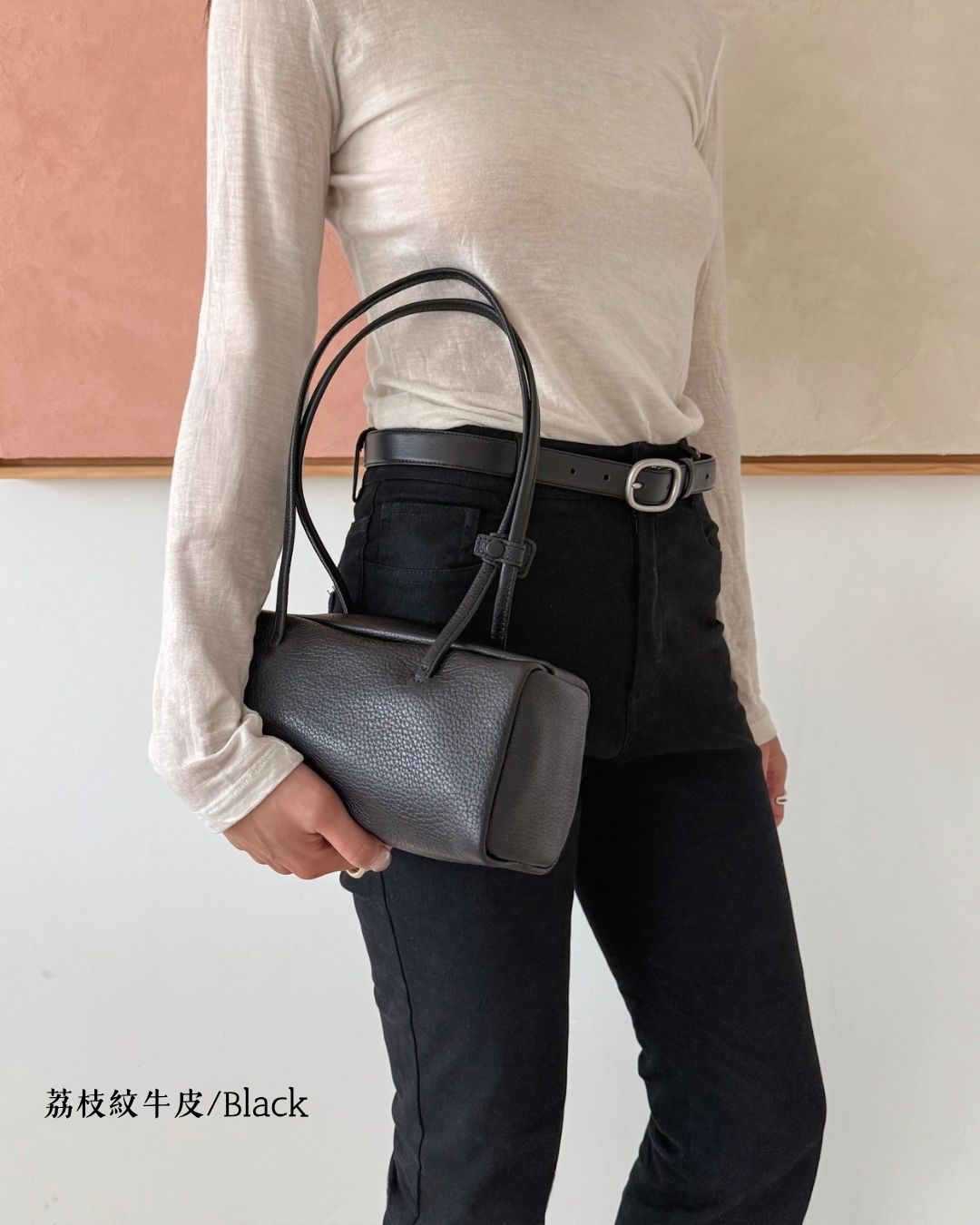 A38 | Mini Brick Shoulder Bag 迷你真皮磁吸方形單肩袋 | 荔枝紋牛皮 | 羊皮 | 韓國 Bucks and Leather