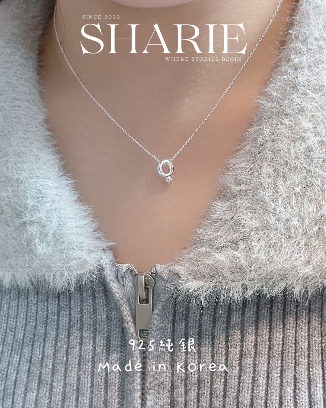 #614 | Circle with CZ Stone Necklace丨925 Silver