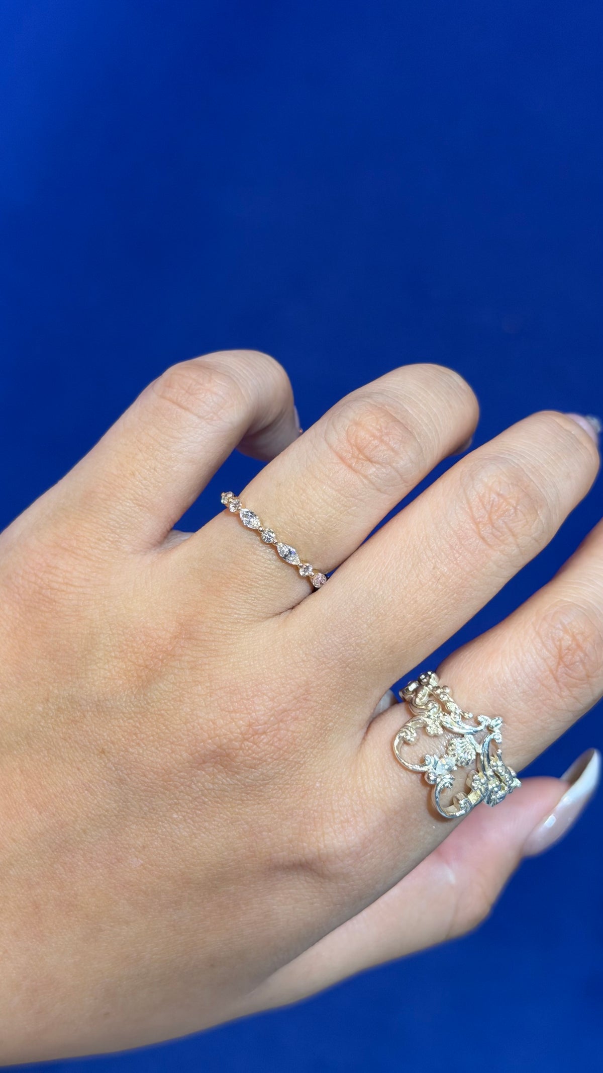 Round + Marquise Cut Lab Grown Diamond Eternity Ring