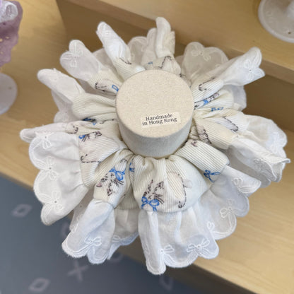 F1 | 燈芯絨白色貓貓 | 髮圈 Scrunchie | DOBIBEAU