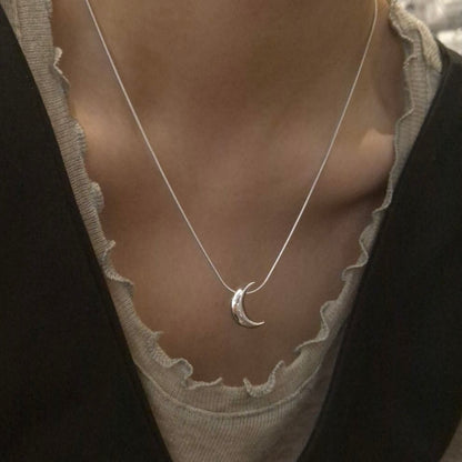 #467 | Solid Moon Necklace丨925 Silver