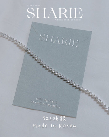 #720 | 3mm Heart Shape Stone CZ Tennis Bracelet | 925 Silver