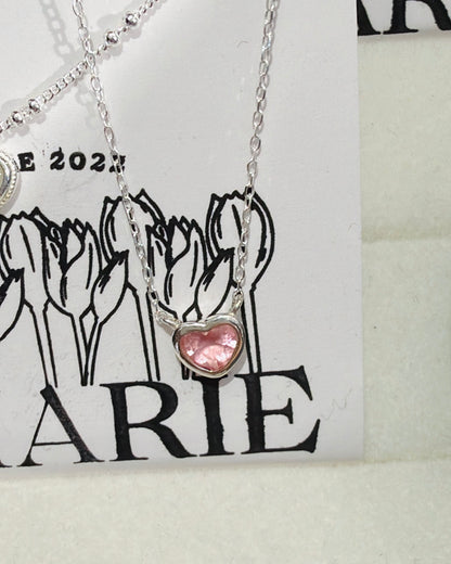 #377 | Pink Heart Necklace丨925 Silver