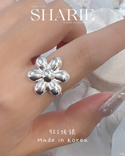 #650丨Solid Big Flower Ring丨925 Silver