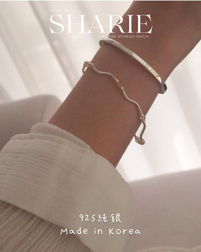 Wavelet Silver Bangle丨925 Silver
