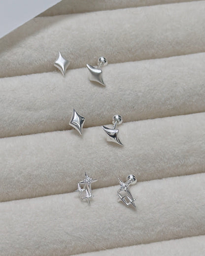 #670-672 | Starlights Piercing - Screw-back | 925 Silver