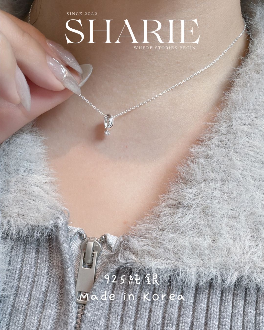 #614 | Circle with CZ Stone Necklace丨925 Silver