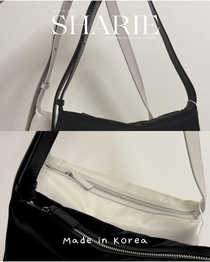 A22 | Unisex Aero Flex Hobo Nylon Bag 耐磨尼龍+真牛皮肩帶 | 韓國設計師品牌