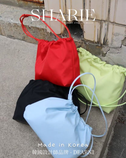 A24 | Cloudy Drawstring Bag  耐磨尼龍+真牛皮肩帶 | 韓國設計師品牌