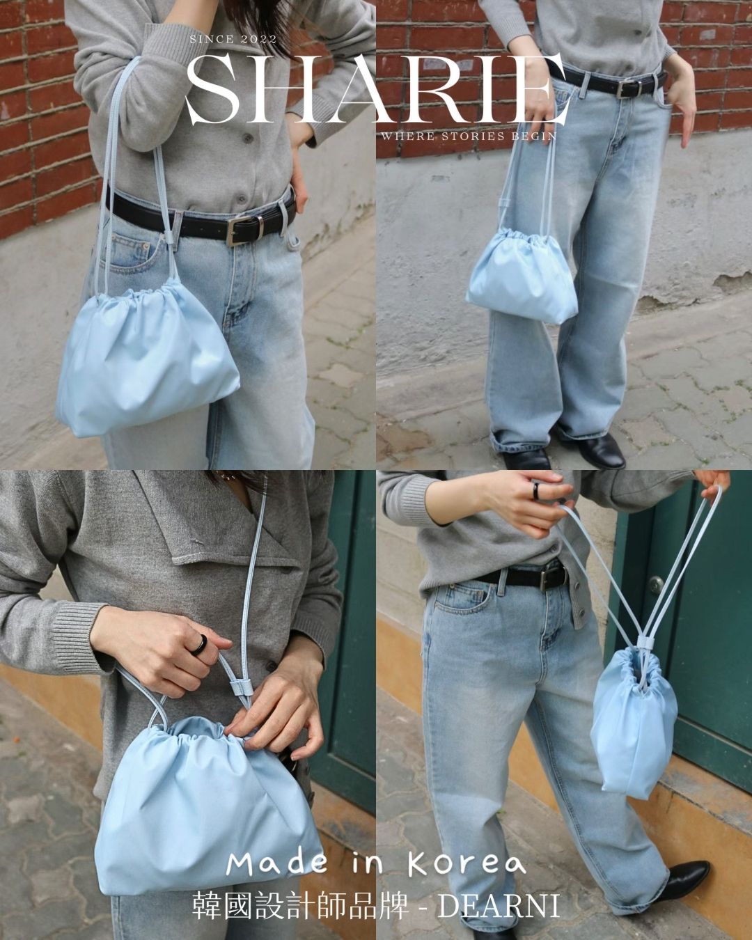A24 | Cloudy Drawstring Bag  耐磨尼龍+真牛皮肩帶 | 韓國設計師品牌