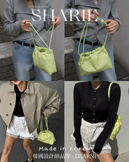 A24 | Cloudy Drawstring Bag  耐磨尼龍+真牛皮肩帶 | 韓國設計師品牌