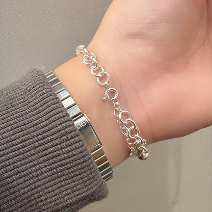 #390 Silver Ball and Chains Baroque Freshwater Pearl Bracelet | 925 Silver