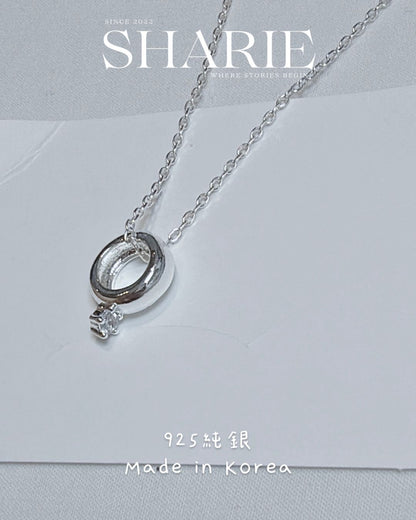 #614 | Circle with CZ Stone Necklace丨925 Silver