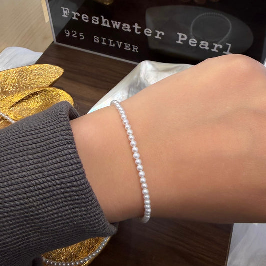 #387 Baby Freshwater Pearl Strand Bracelet | 925 Silver