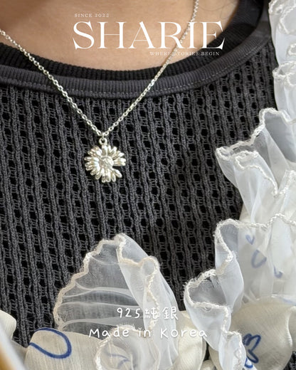 #629 | Daisy and Heart Necklace丨925 Silver