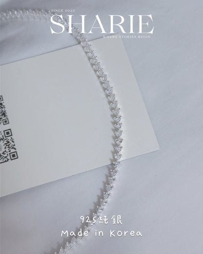 #720 | 3mm Heart Shape Stone CZ Tennis Bracelet | 925 Silver