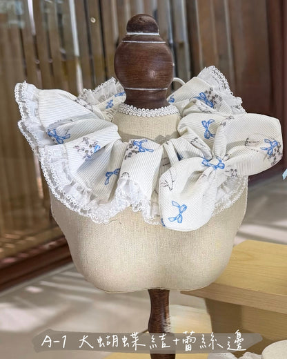 F1 | 燈芯絨白色貓貓 | 寵物頸巾 Pet Bib | DOBIBEAU