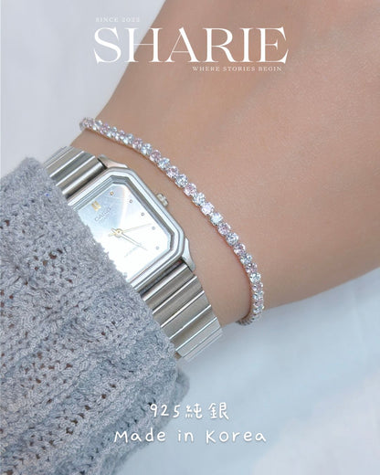 #606 | 2.8mm Pink & White CZ Tennis Bracelet | 925 Silver