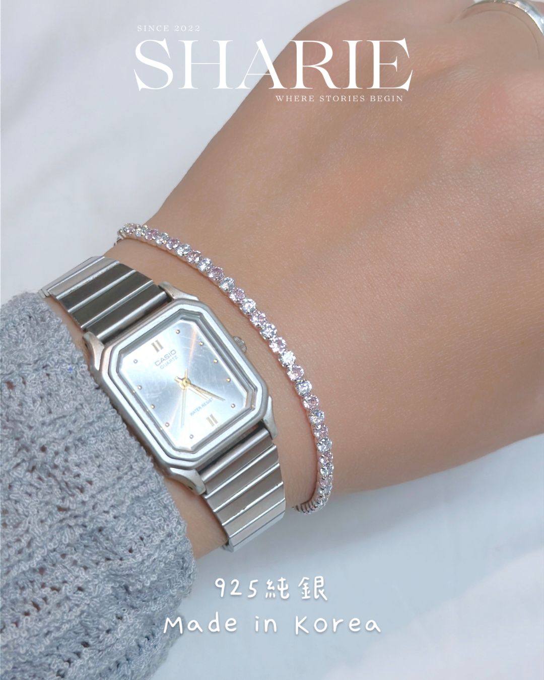 #606 | 2.8mm Pink & White CZ Tennis Bracelet | 925 Silver