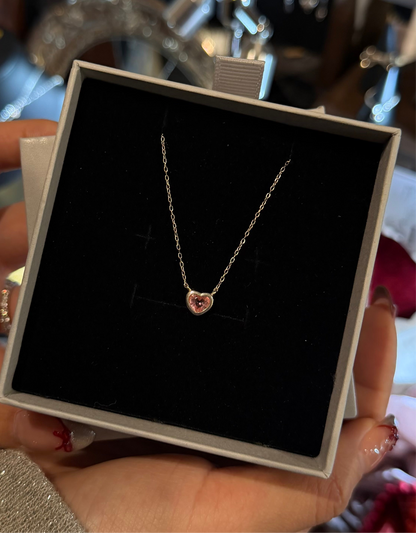 #377 | Pink Heart Necklace丨925 Silver