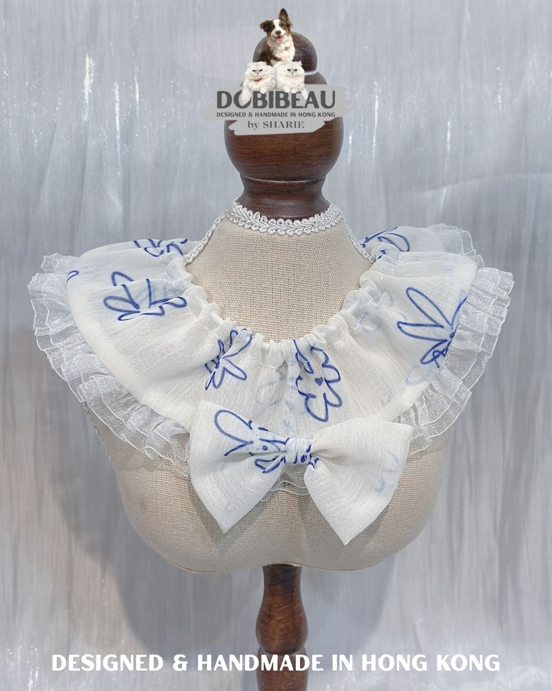 雪紡線條花花系列 | 寵物頸巾Pet Bib 髮圈Scrunchie 電話繩 Phone Strap | DOBIBEAU