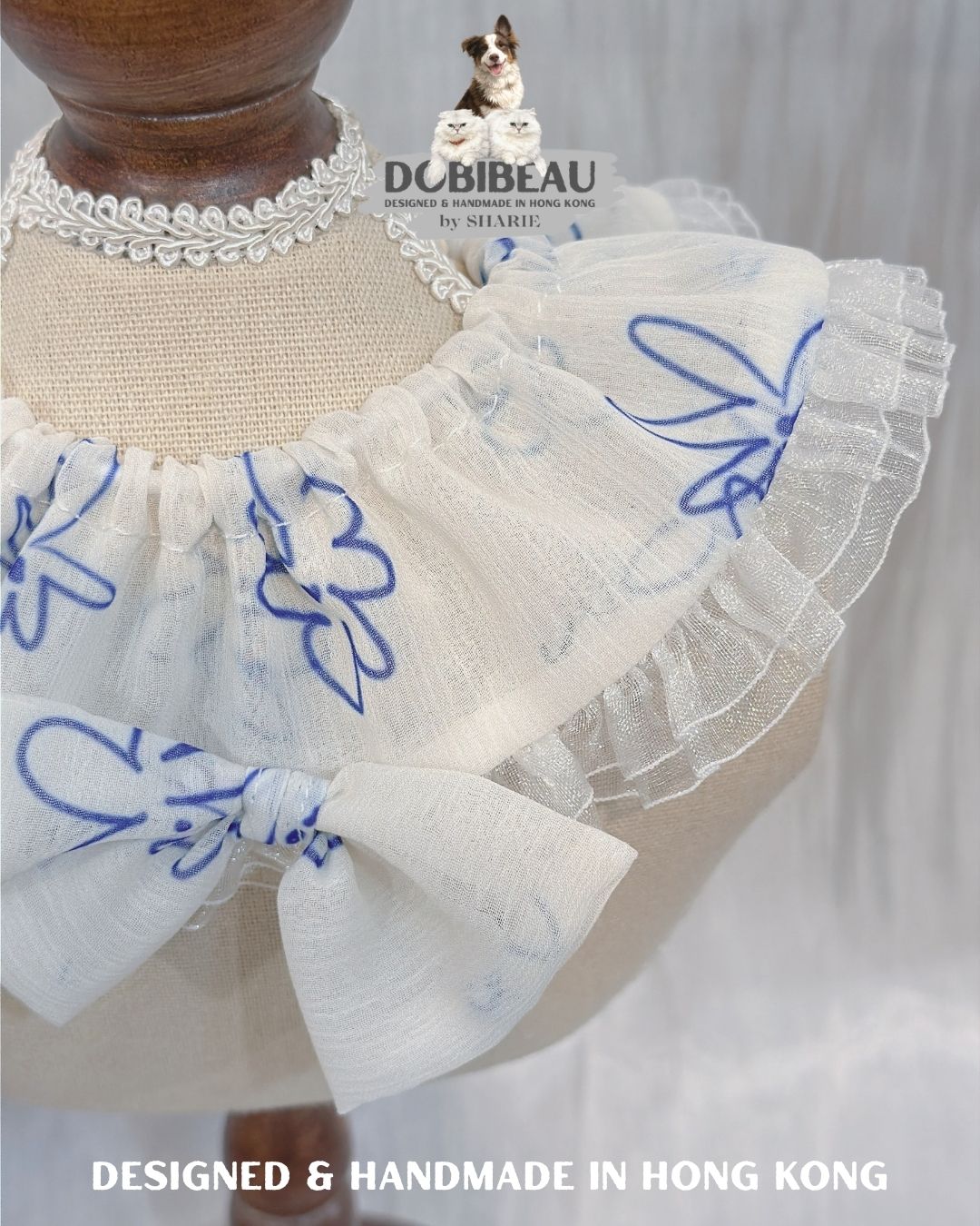 雪紡線條花花系列 | 寵物頸巾Pet Bib 髮圈Scrunchie 電話繩 Phone Strap | DOBIBEAU