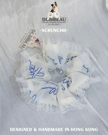 雪紡線條花花系列 | 寵物頸巾Pet Bib 髮圈Scrunchie 電話繩 Phone Strap | DOBIBEAU