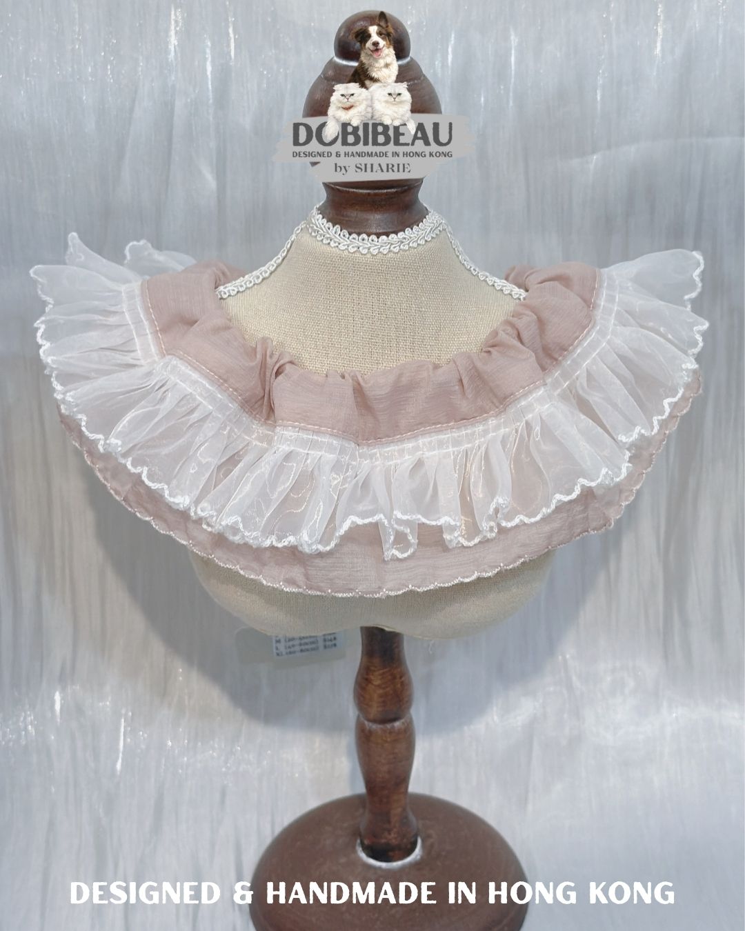💗溫柔色系粉色配波浪花邊 | 寵物頸巾 Pet Bib 髮圈 Scrunchie | DOBIBEAU