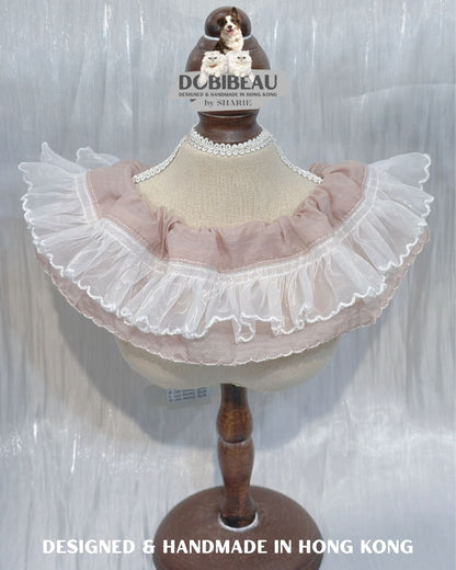 💗溫柔色系粉色配波浪花邊 | 寵物頸巾 Pet Bib 髮圈 Scrunchie | DOBIBEAU