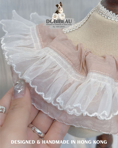 💗溫柔色系粉色配波浪花邊 | 寵物頸巾 Pet Bib 髮圈 Scrunchie | DOBIBEAU