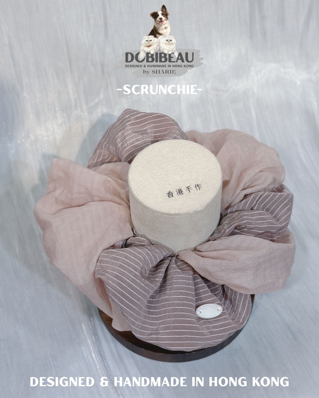 💗溫柔色系粉色配波浪花邊 | 寵物頸巾 Pet Bib 髮圈 Scrunchie | DOBIBEAU
