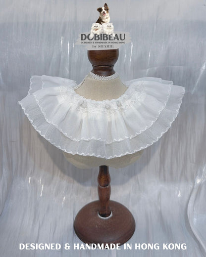 純白雙層花邊 | 寵物頸巾  Pet Bib | DOBIBEAU