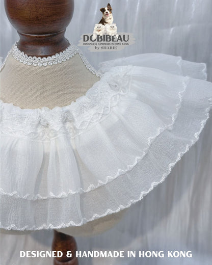 純白雙層花邊 | 寵物頸巾  Pet Bib | DOBIBEAU