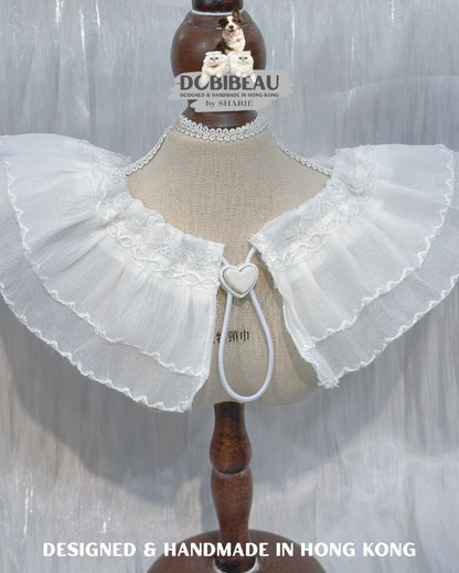純白雙層花邊 | 寵物頸巾  Pet Bib | DOBIBEAU