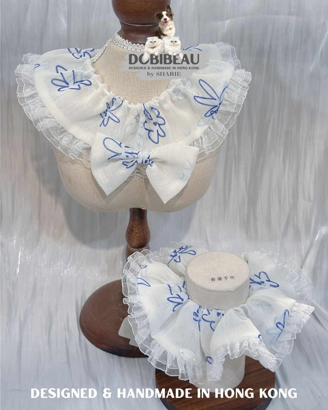雪紡線條花花系列 | 寵物頸巾Pet Bib 髮圈Scrunchie 電話繩 Phone Strap | DOBIBEAU