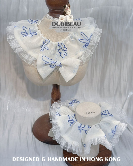 雪紡線條花花系列 | 寵物頸巾Pet Bib 髮圈Scrunchie 電話繩 Phone Strap | DOBIBEAU