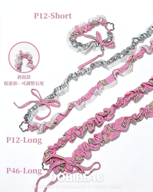 P12 | 鮮粉紅小狗w/花花邊電話繩 🇰🇷 韓國親膚布料 | 電話繩 Phone Strap | DOBIBEAU