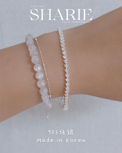 #720 | 3mm Heart Shape Stone CZ Tennis Bracelet | 925 Silver