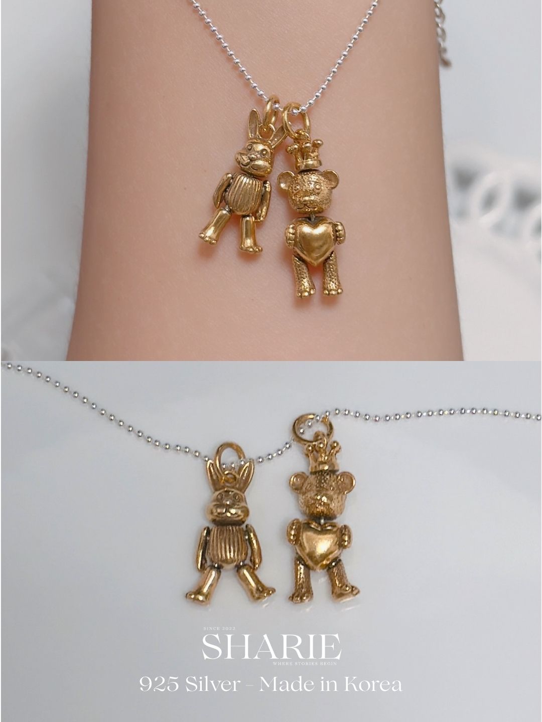 #746 #747 | Bear King and Ribbon Rabbit | 925 Silver