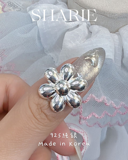 #650丨Solid Big Flower Ring丨925 Silver